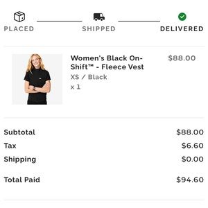 Figs XS On Shift Fleece Vest in Black